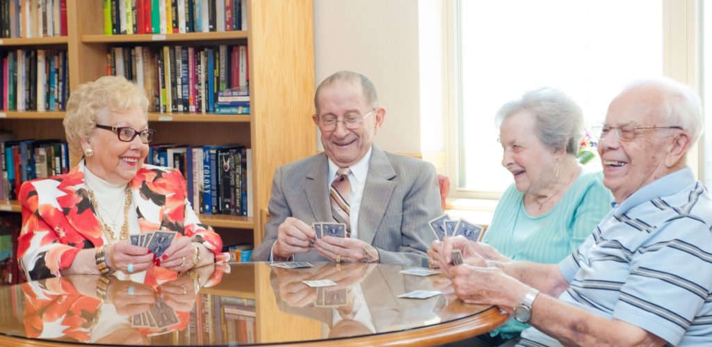 Seniors playing cards