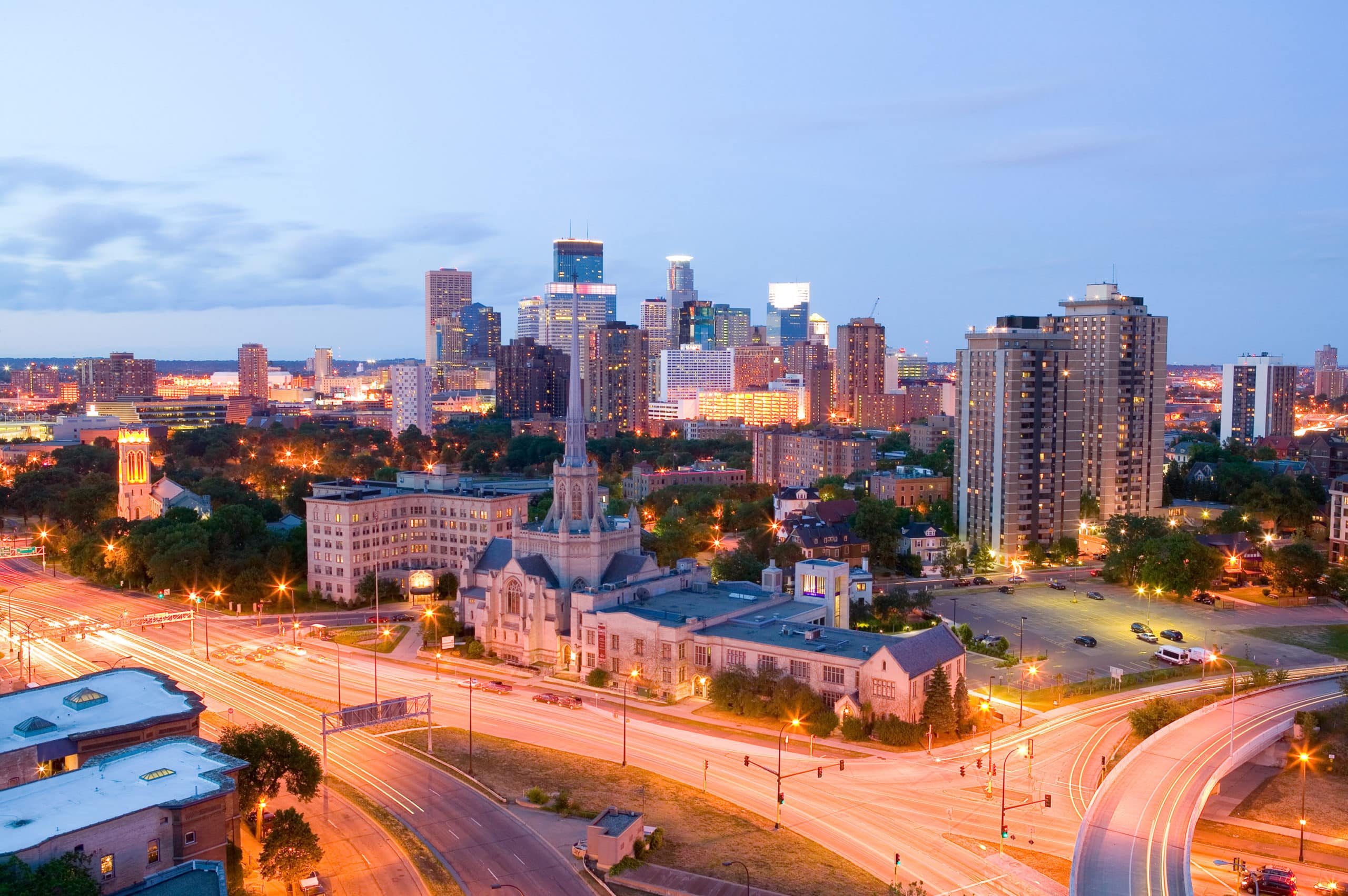 Skyline view of Minneapolis from the Kenwood Senior Living